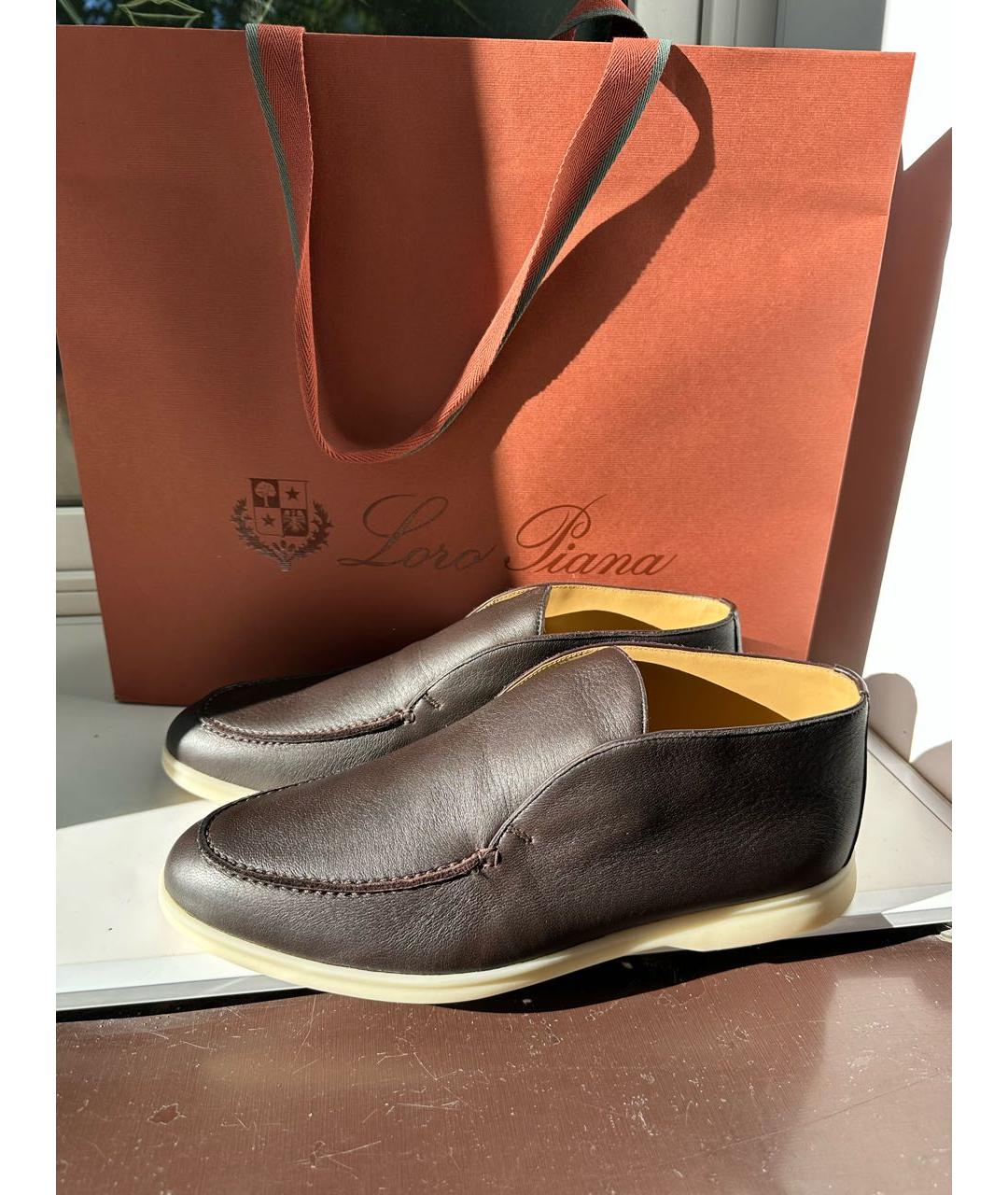 LORO PIANA Коричневые кожаные мокасины, фото 2
