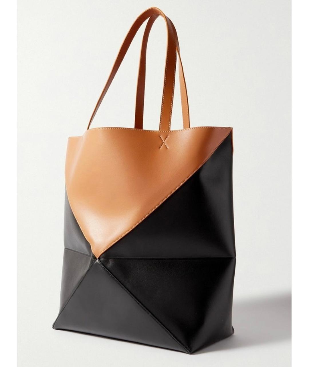 LOEWE Черная кожаная сумка тоут, фото 6