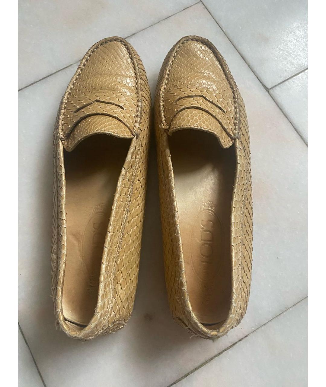 TOD'S Бежевые мокасины из экзотической кожи, фото 3