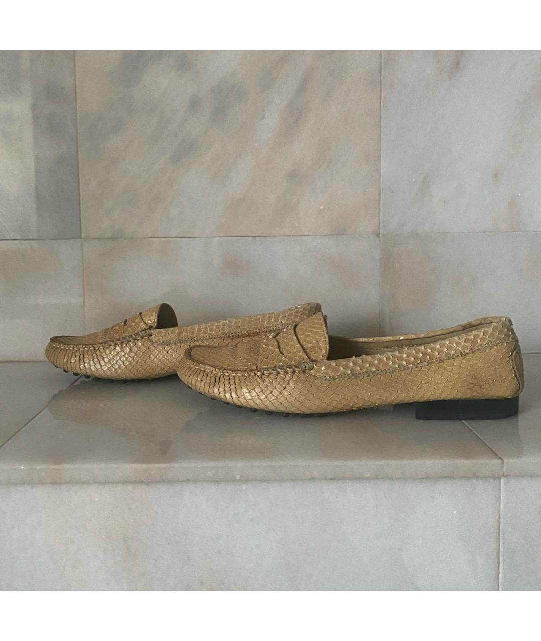 TOD'S Бежевые мокасины из экзотической кожи, фото 7