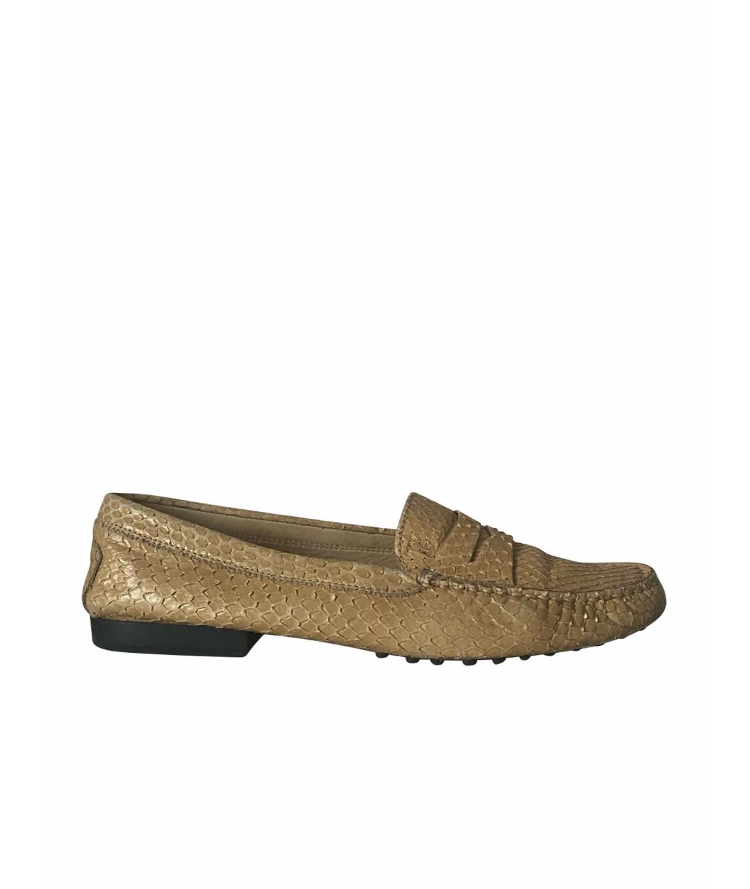 TOD'S Бежевые мокасины из экзотической кожи, фото 1