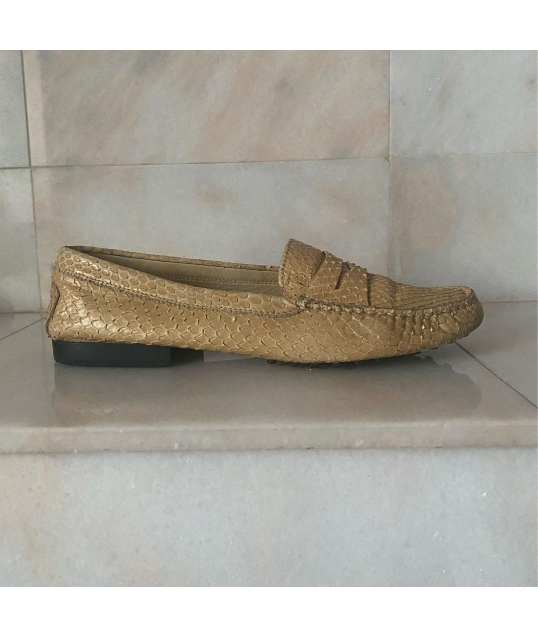 TOD'S Бежевые мокасины из экзотической кожи, фото 9