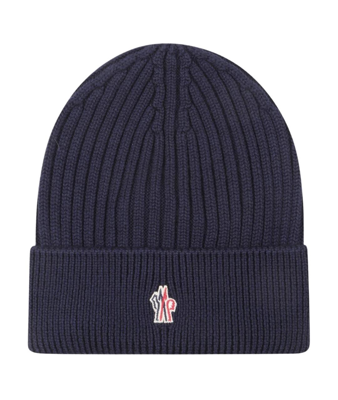 MONCLER GRENOBLE Темно-синяя шерстяная шапка, фото 1