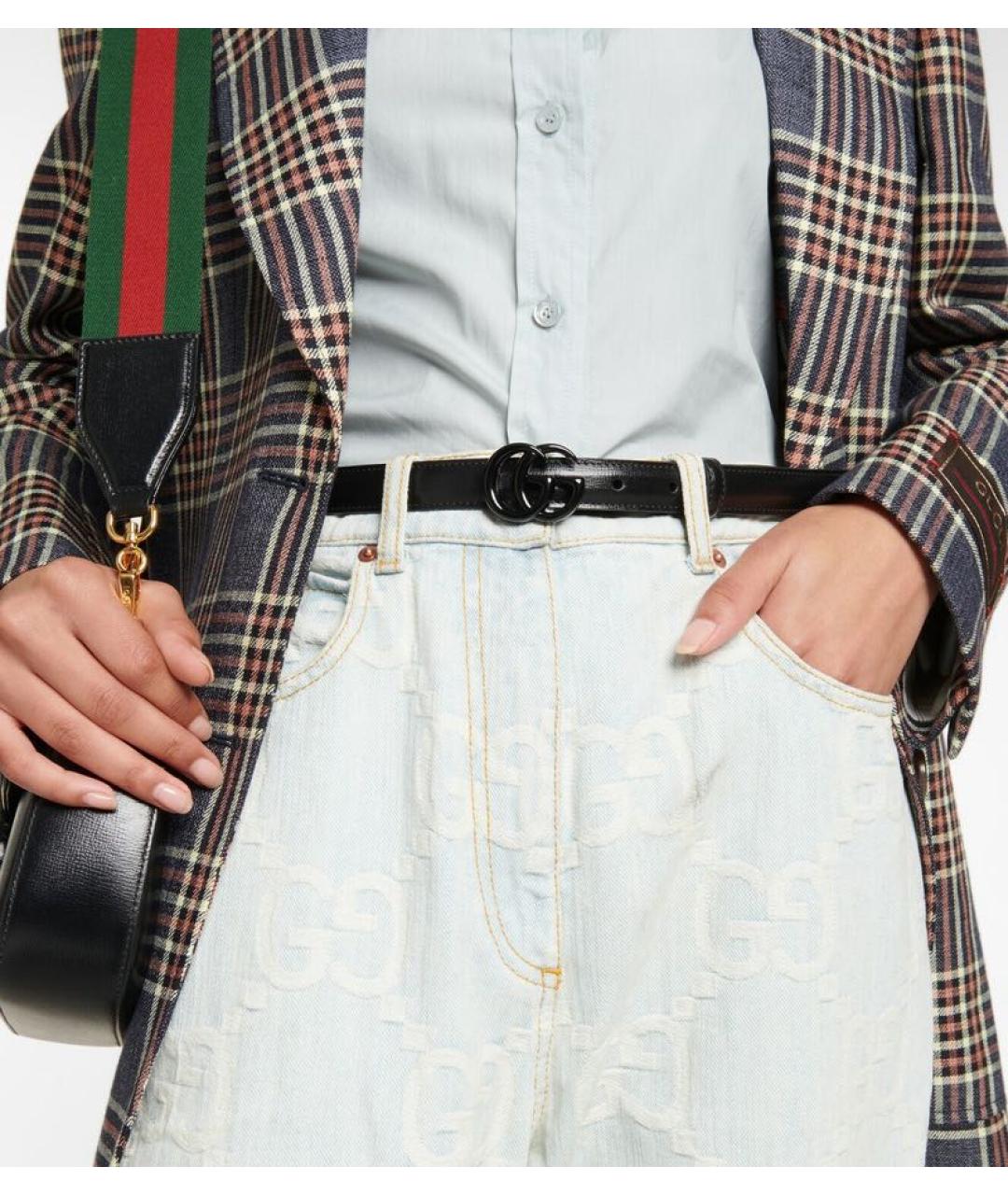 GUCCI Черный кожаный ремень, фото 2