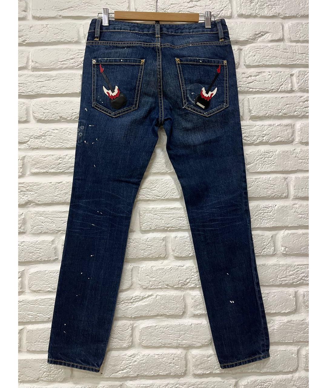 DSQUARED2 Темно-синие хлопковые джинсы слим, фото 2