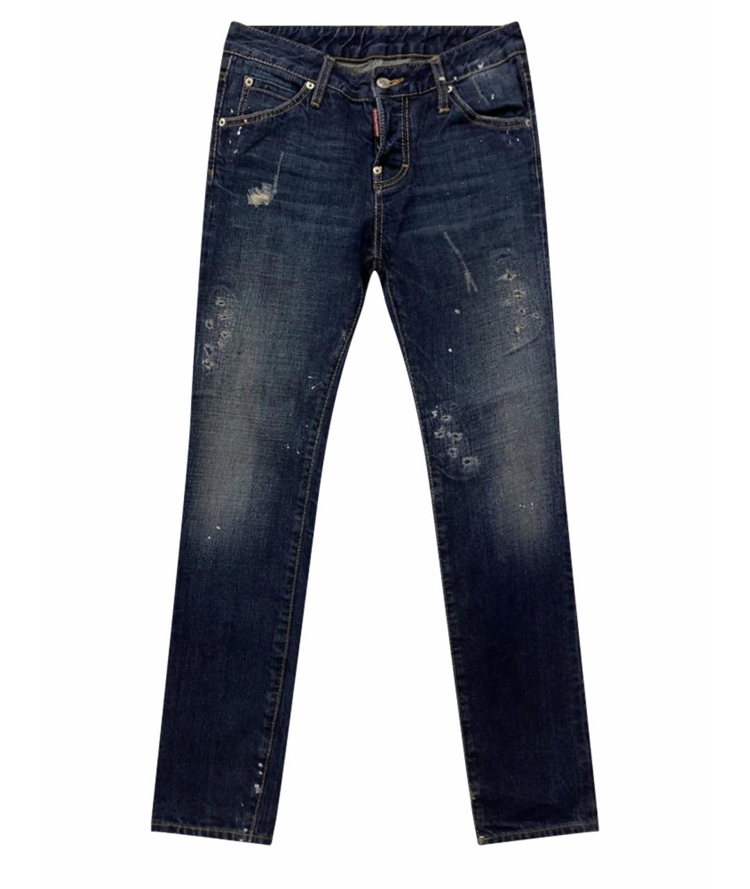 DSQUARED2 Темно-синие хлопковые джинсы слим, фото 1