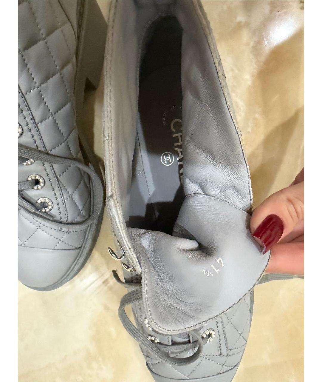 CHANEL Голубые кожаные ботинки, фото 7