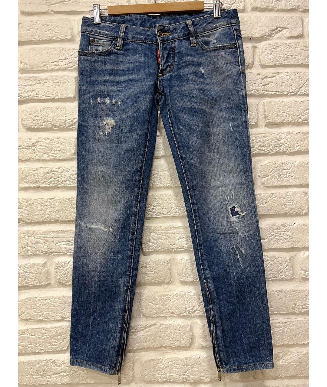 DSQUARED2 Синие хлопко-эластановые джинсы слим, фото 7
