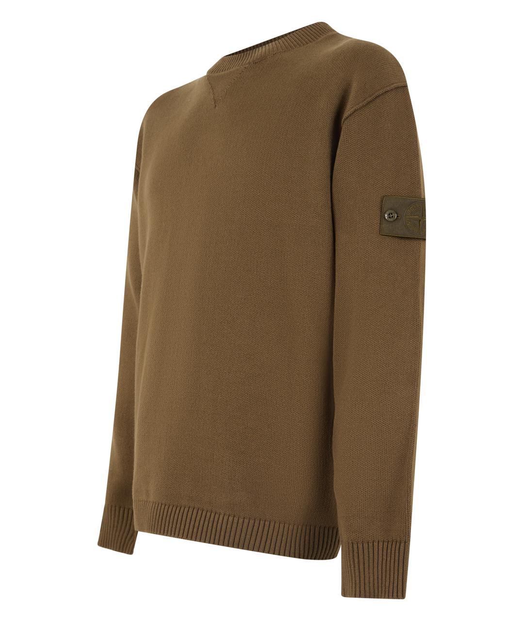 STONE ISLAND Бежевый хлопковый джемпер / свитер, фото 3