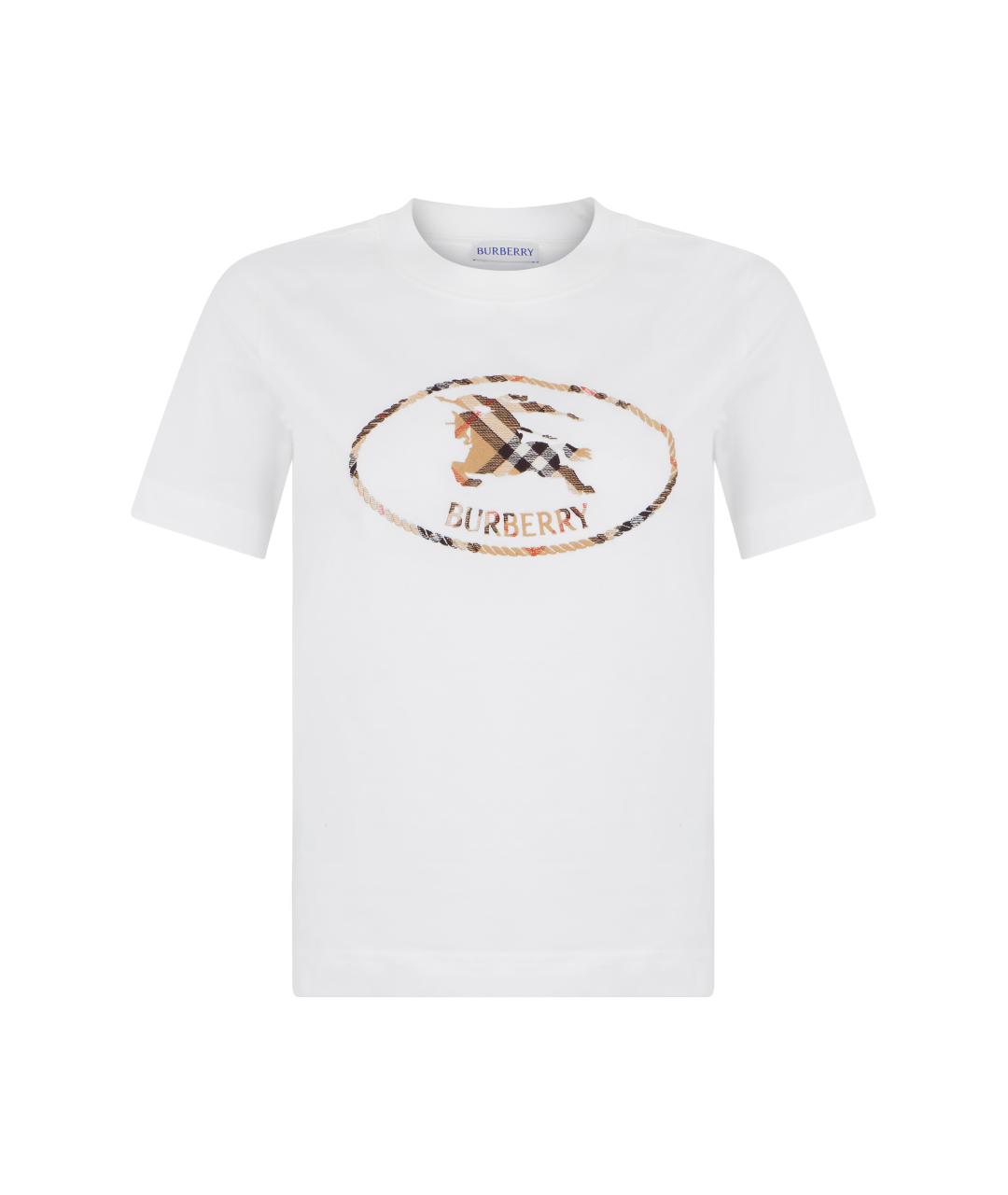 BURBERRY Белая хлопковая футболка, фото 1