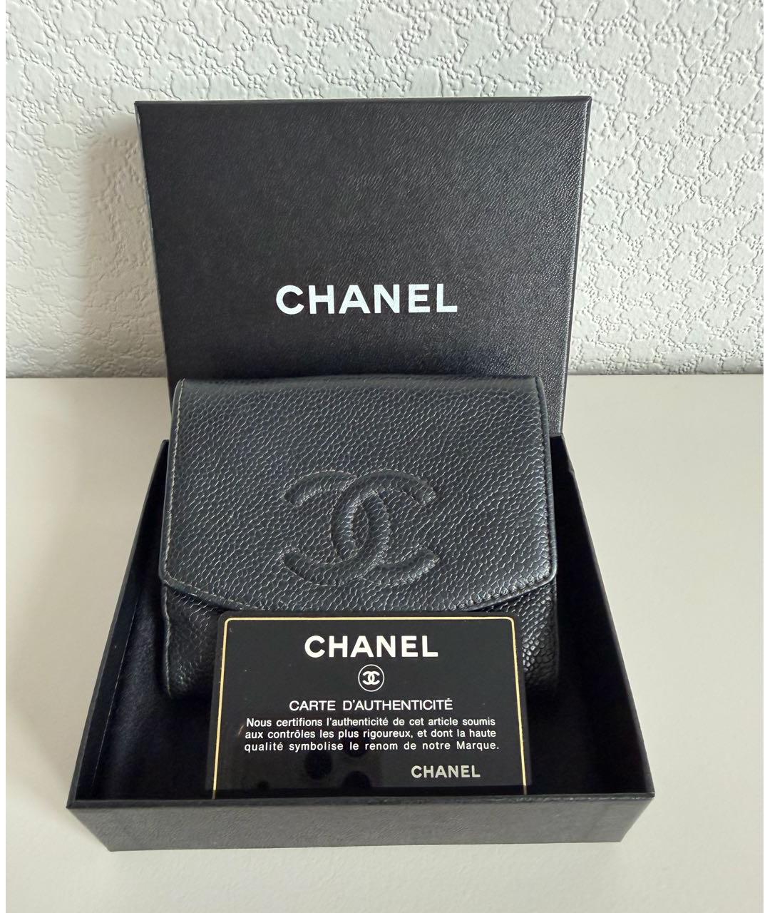 CHANEL Черный кожаный кошелек, фото 5