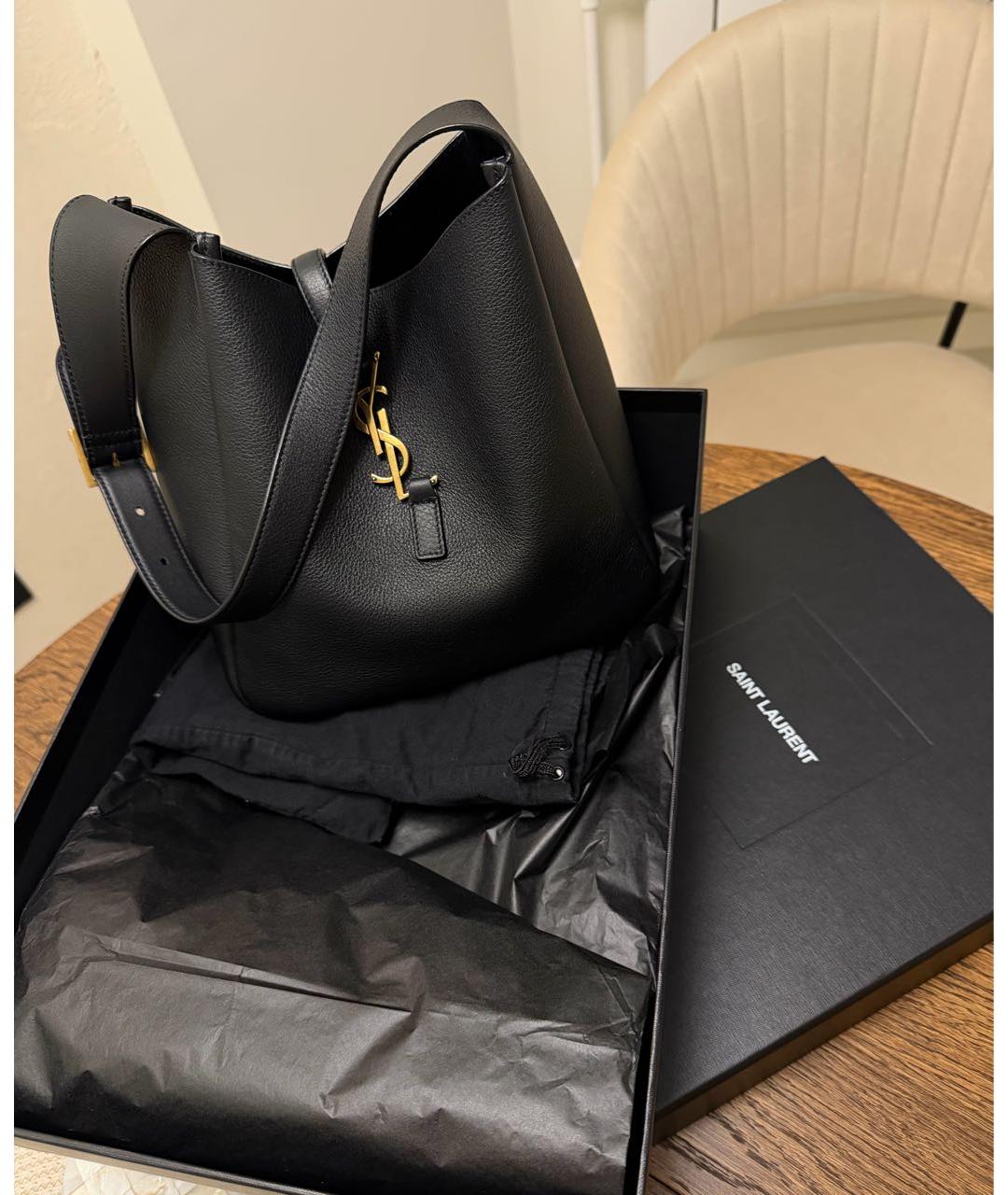 SAINT LAURENT Черная кожаная сумка через плечо, фото 2