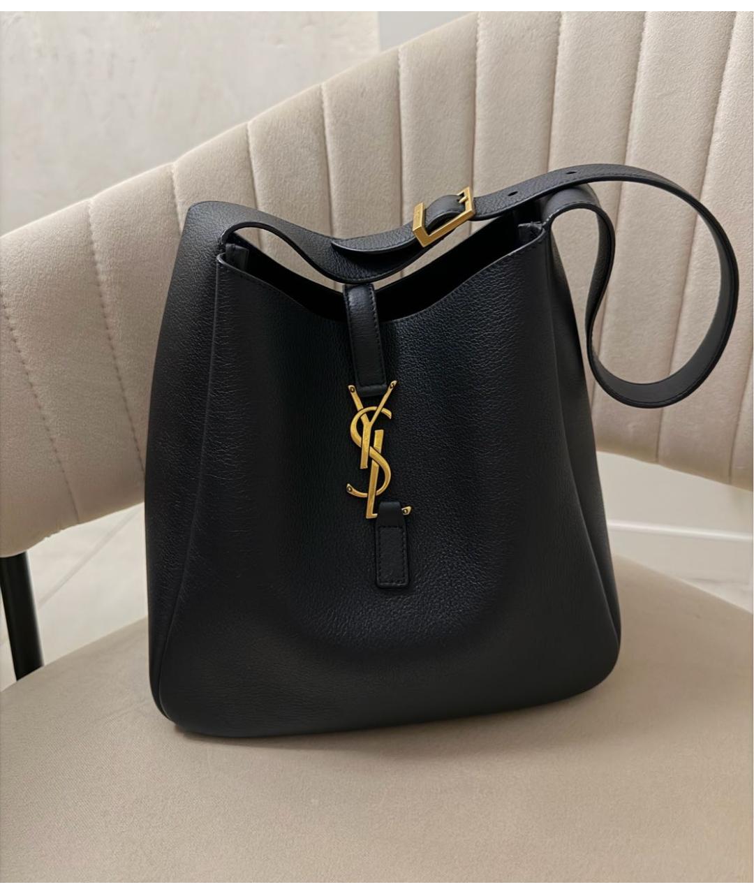 SAINT LAURENT Черная кожаная сумка через плечо, фото 9