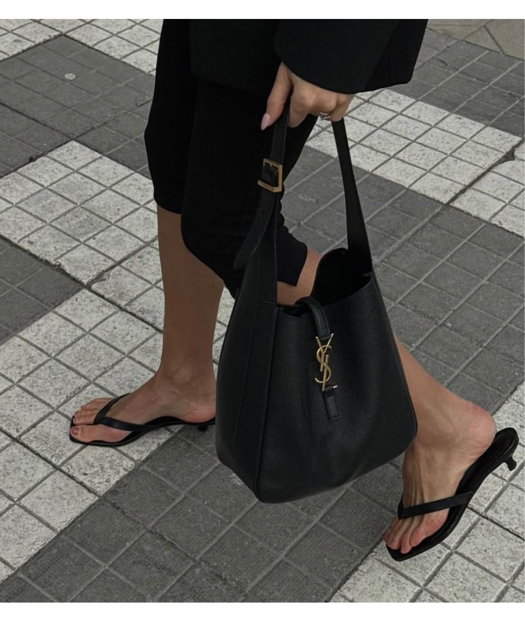 SAINT LAURENT Черная кожаная сумка через плечо, фото 8