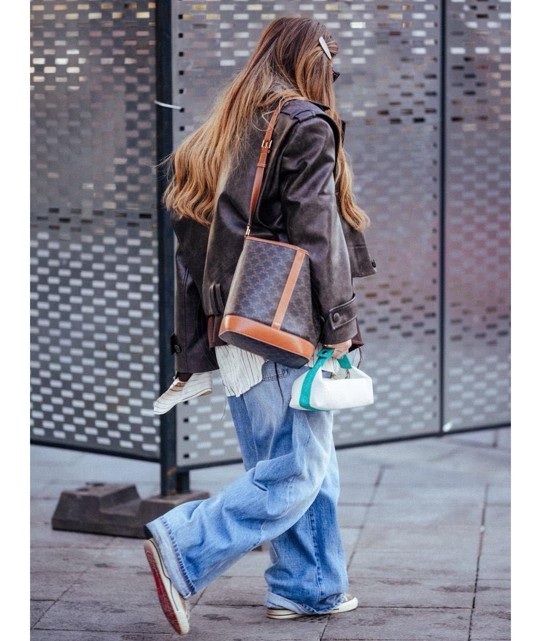 CELINE Коричневая кожаная сумка через плечо, фото 6