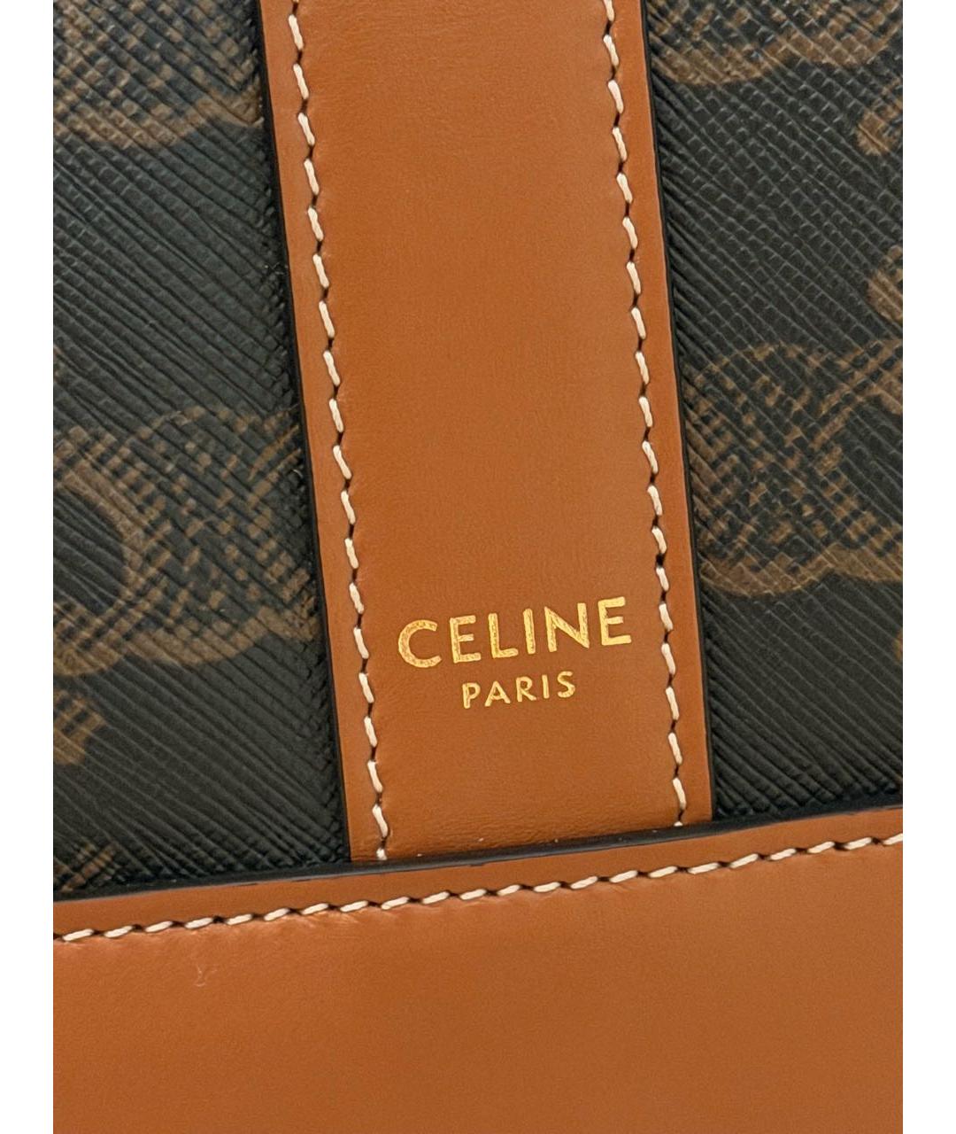 CELINE Коричневая кожаная сумка через плечо, фото 5