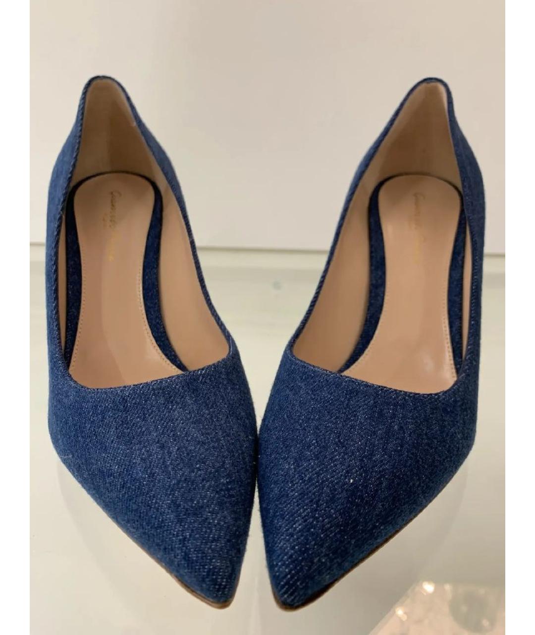 GIANVITO ROSSI Синие текстильные туфли, фото 5