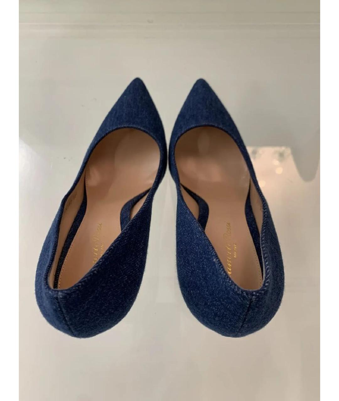 GIANVITO ROSSI Синие текстильные туфли, фото 3