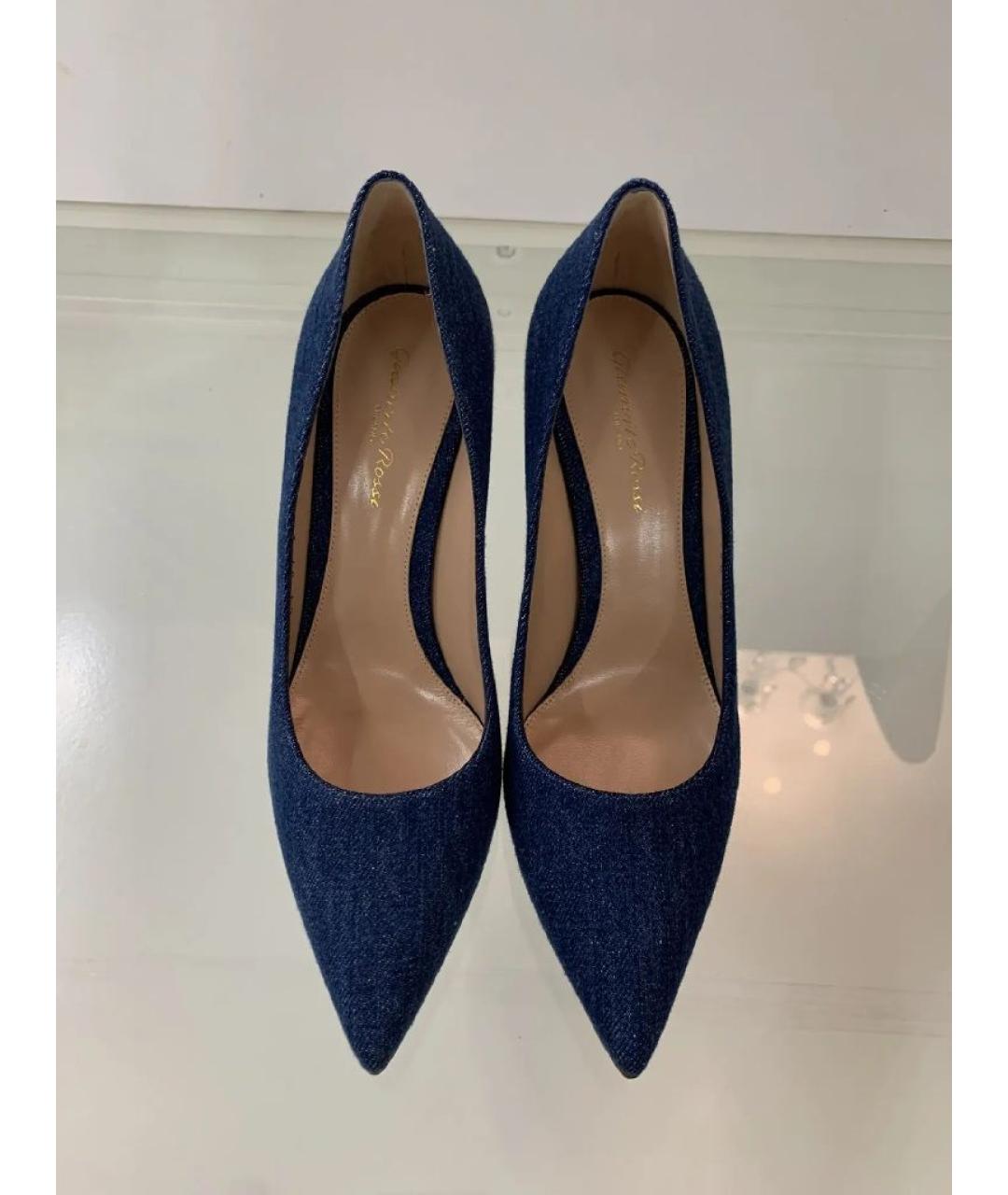 GIANVITO ROSSI Синие текстильные туфли, фото 2