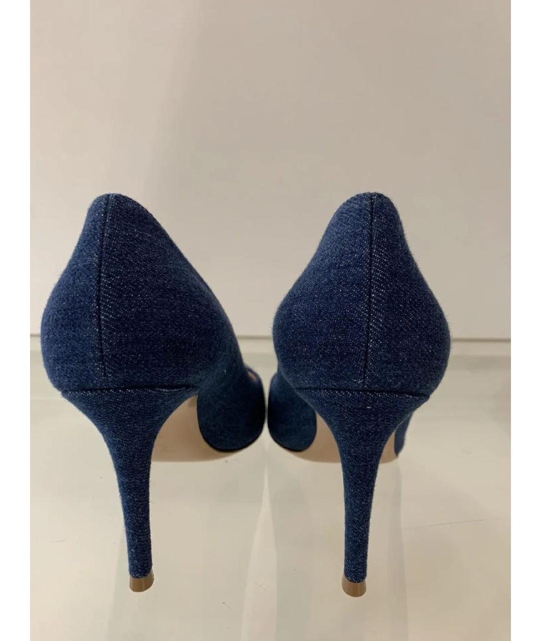 GIANVITO ROSSI Синие текстильные туфли, фото 4