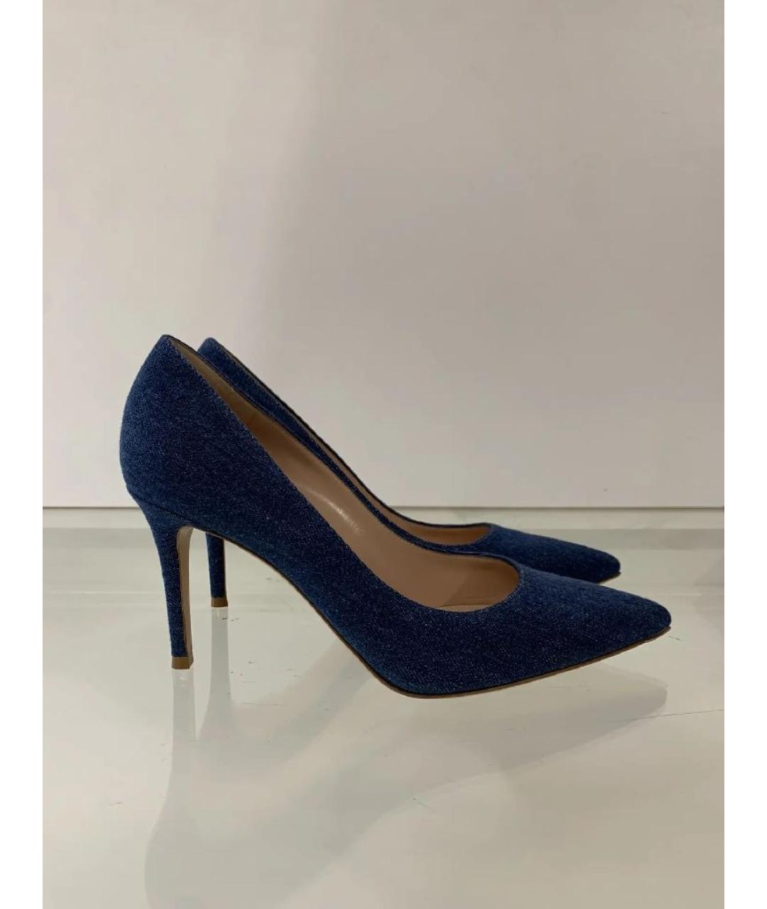 GIANVITO ROSSI Синие текстильные туфли, фото 10