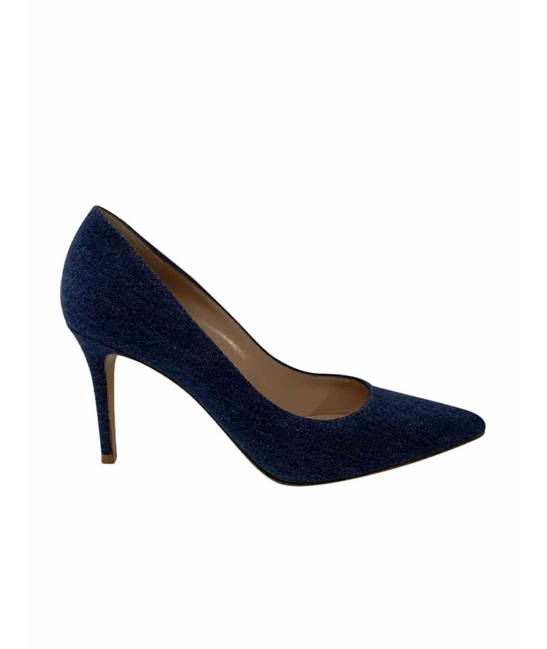 GIANVITO ROSSI Синие текстильные туфли, фото 1