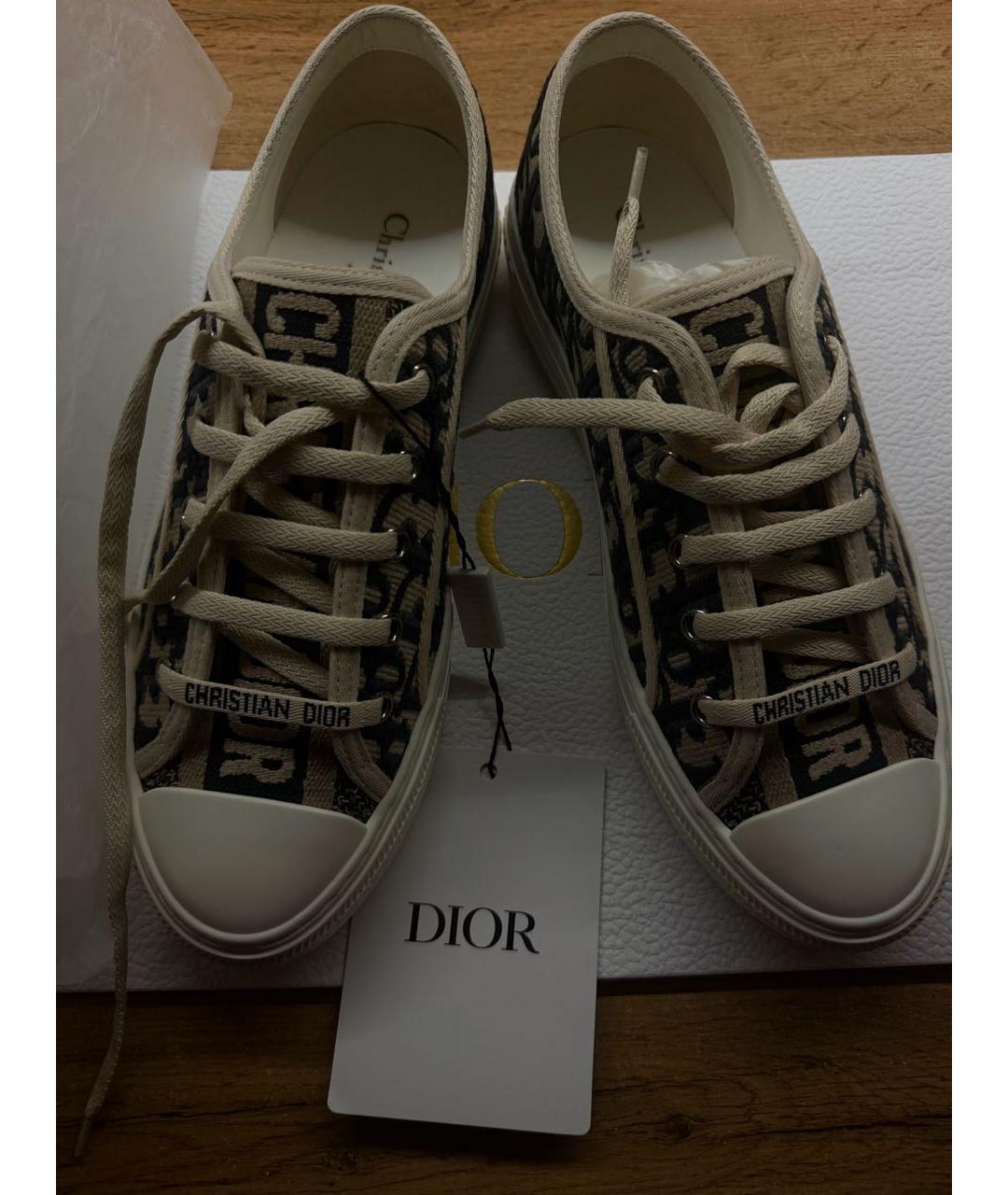 CHRISTIAN DIOR Бежевые текстильные кеды, фото 2