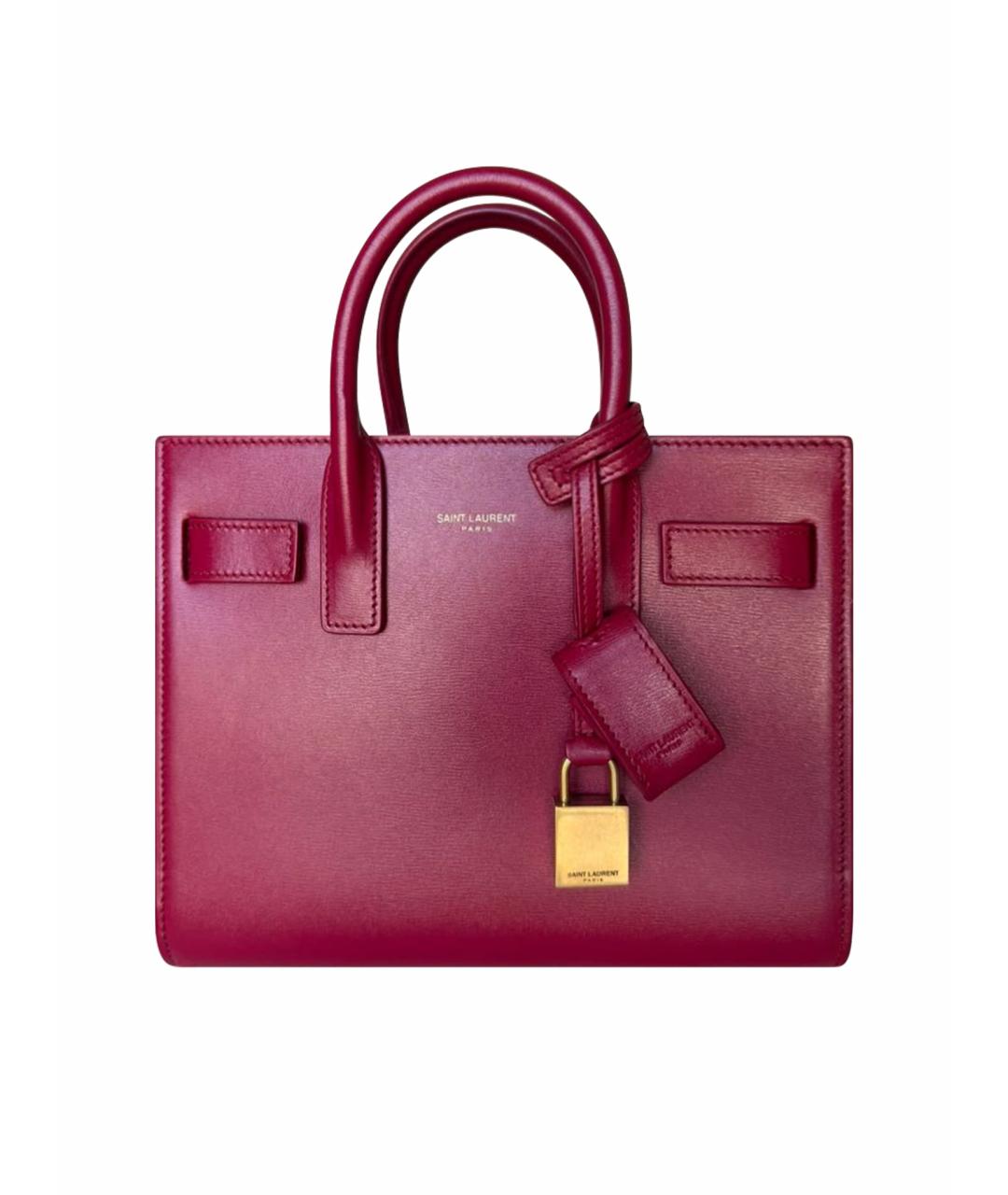 SAINT LAURENT Красная кожаная сумка с короткими ручками, фото 1
