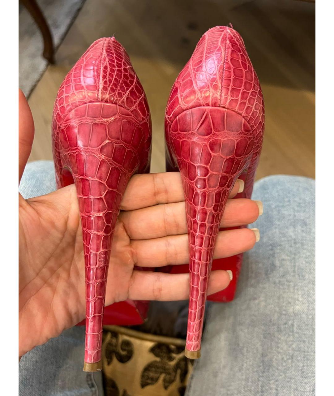 CHRISTIAN LOUBOUTIN Розовые босоножки из экзотической кожи, фото 5