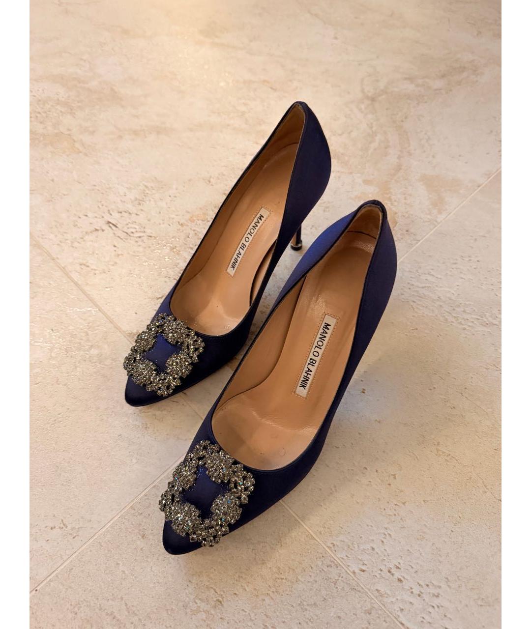 MANOLO BLAHNIK Темно-синие бархатные туфли, фото 2