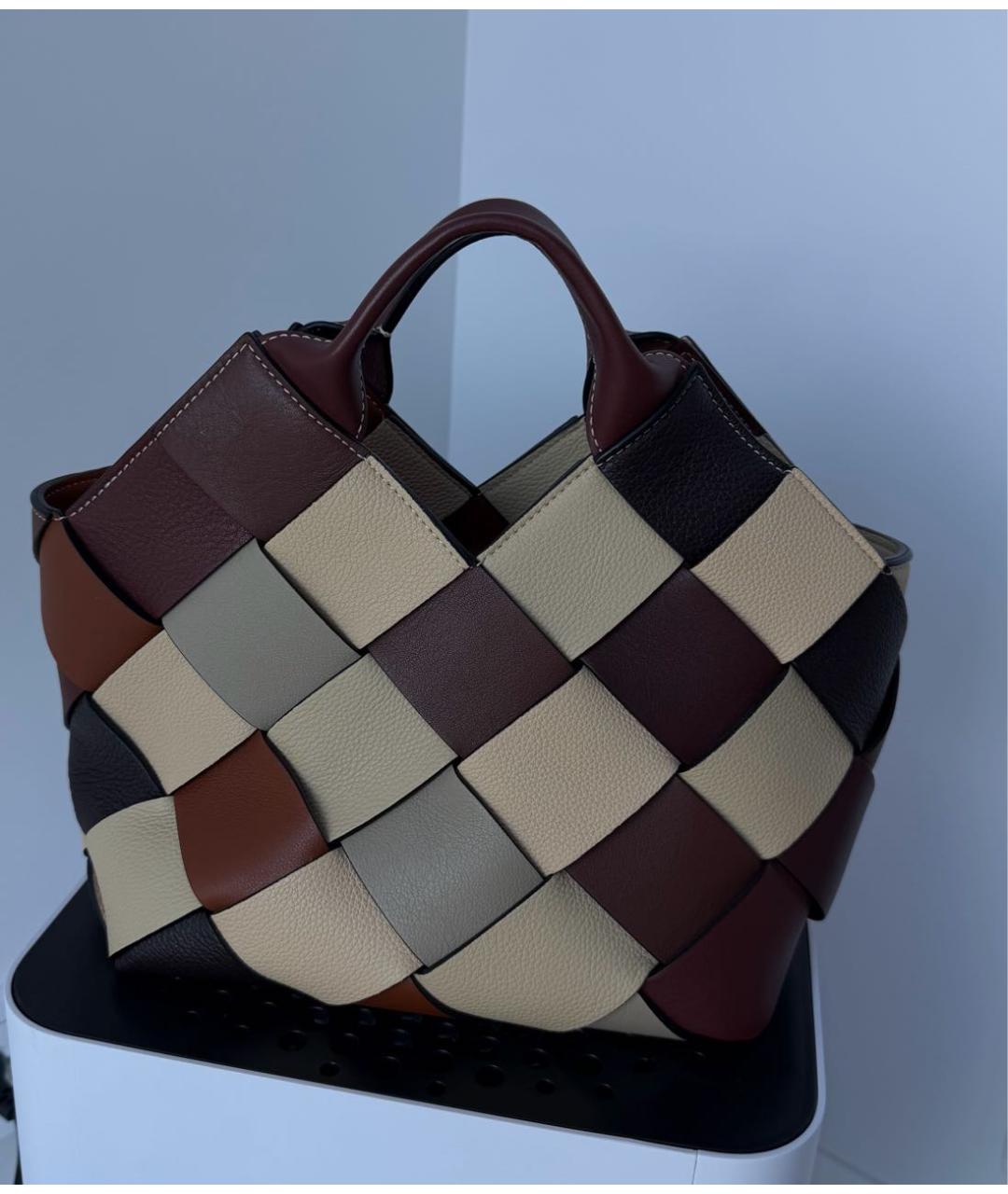 LOEWE Коричневая кожаная сумка с короткими ручками, фото 3