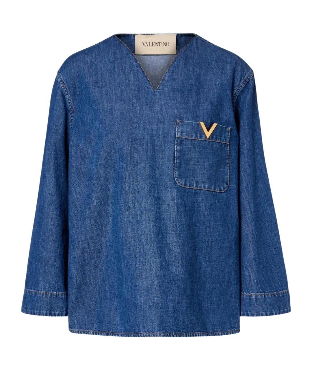 VALENTINO Синяя хлопковая блузы, фото 1