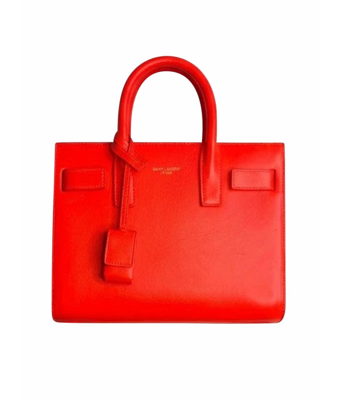 SAINT LAURENT Красная кожаная сумка с короткими ручками, фото 1