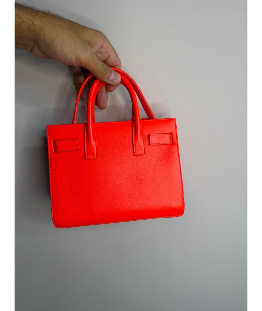 SAINT LAURENT Красная кожаная сумка с короткими ручками, фото 3