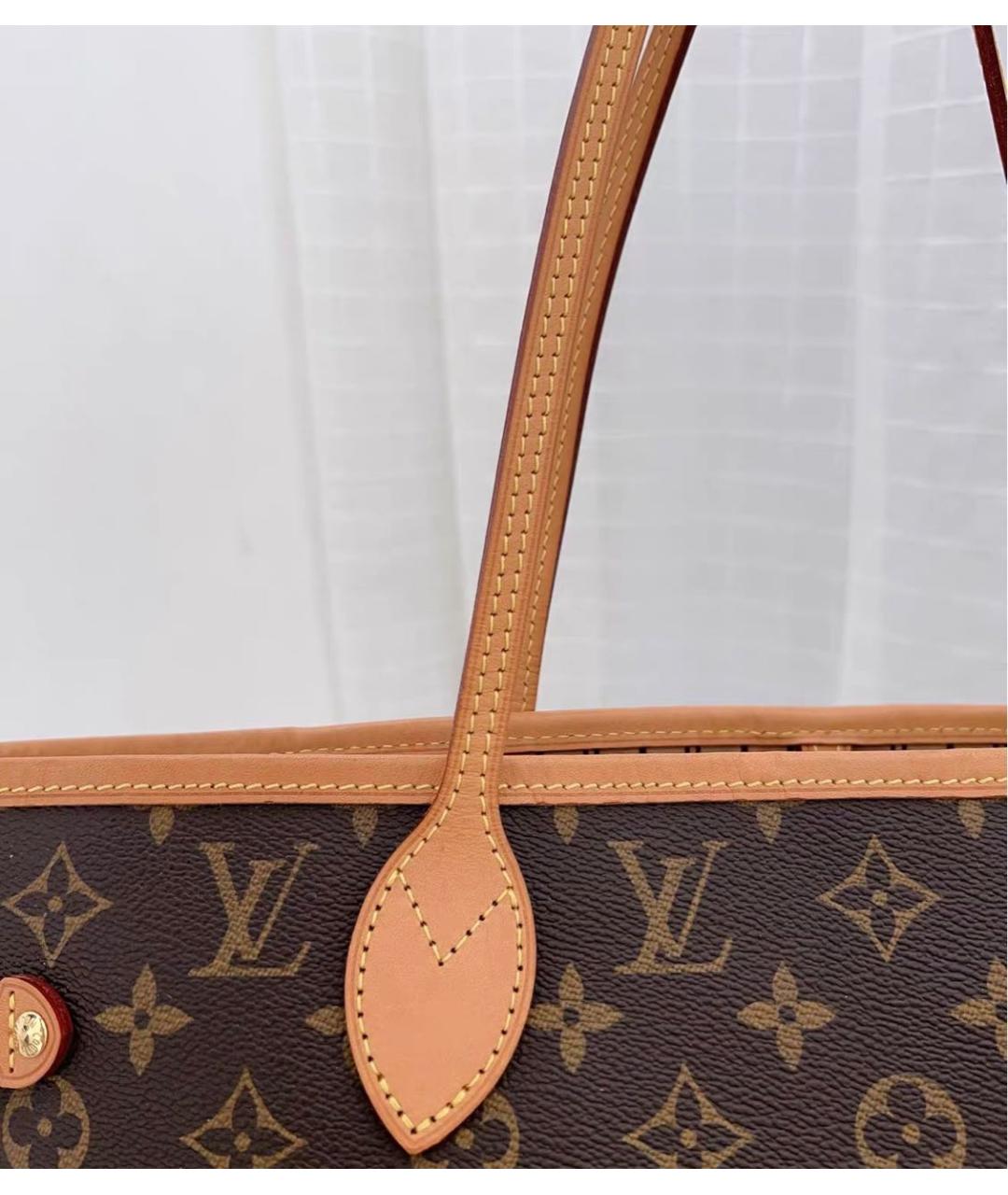 LOUIS VUITTON Коричневая кожаная сумка тоут, фото 7