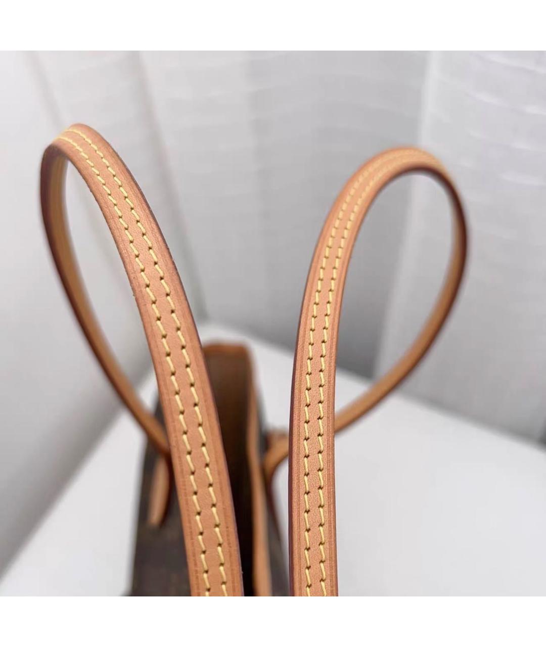 LOUIS VUITTON Коричневая кожаная сумка тоут, фото 6