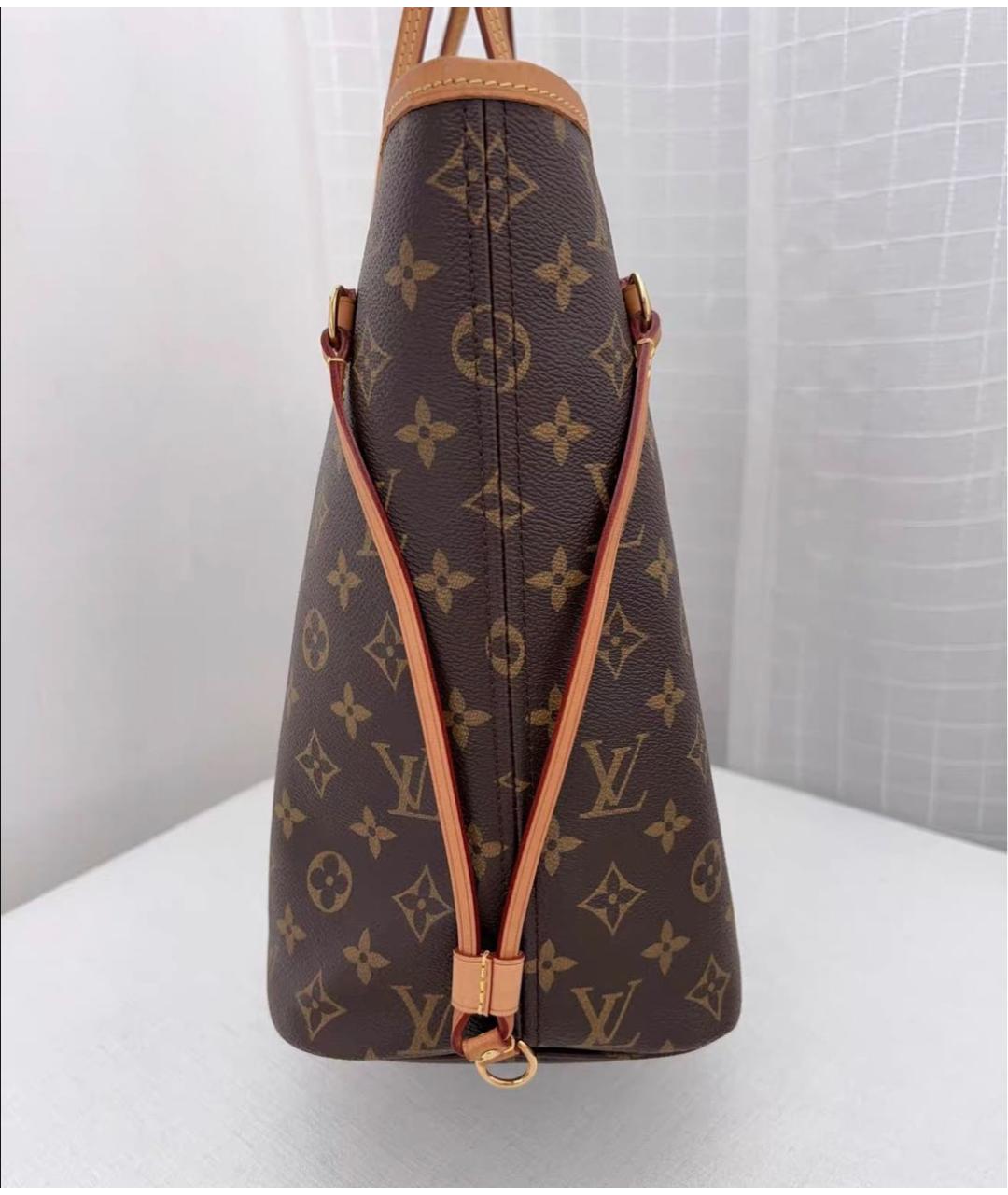 LOUIS VUITTON Коричневая кожаная сумка тоут, фото 5