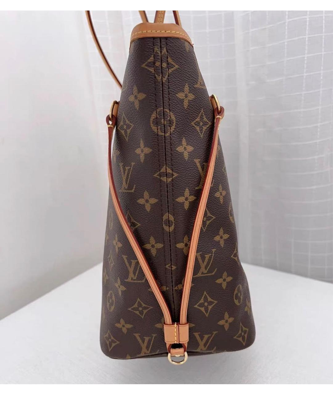 LOUIS VUITTON Коричневая кожаная сумка тоут, фото 4