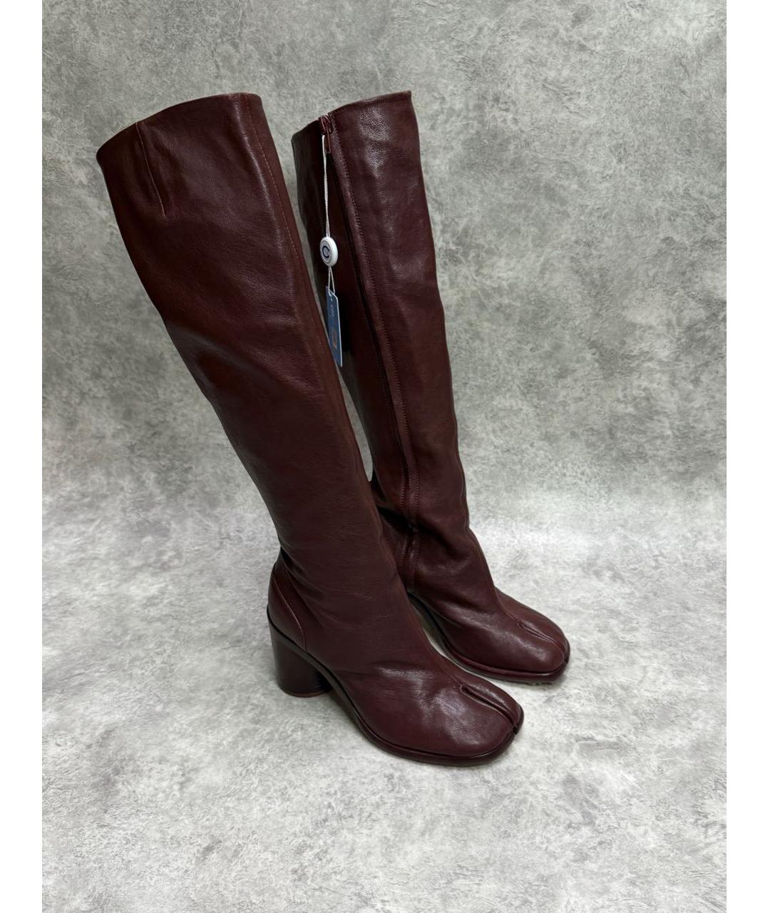 MAISON MARGIELA Коричневые кожаные сапоги, фото 4