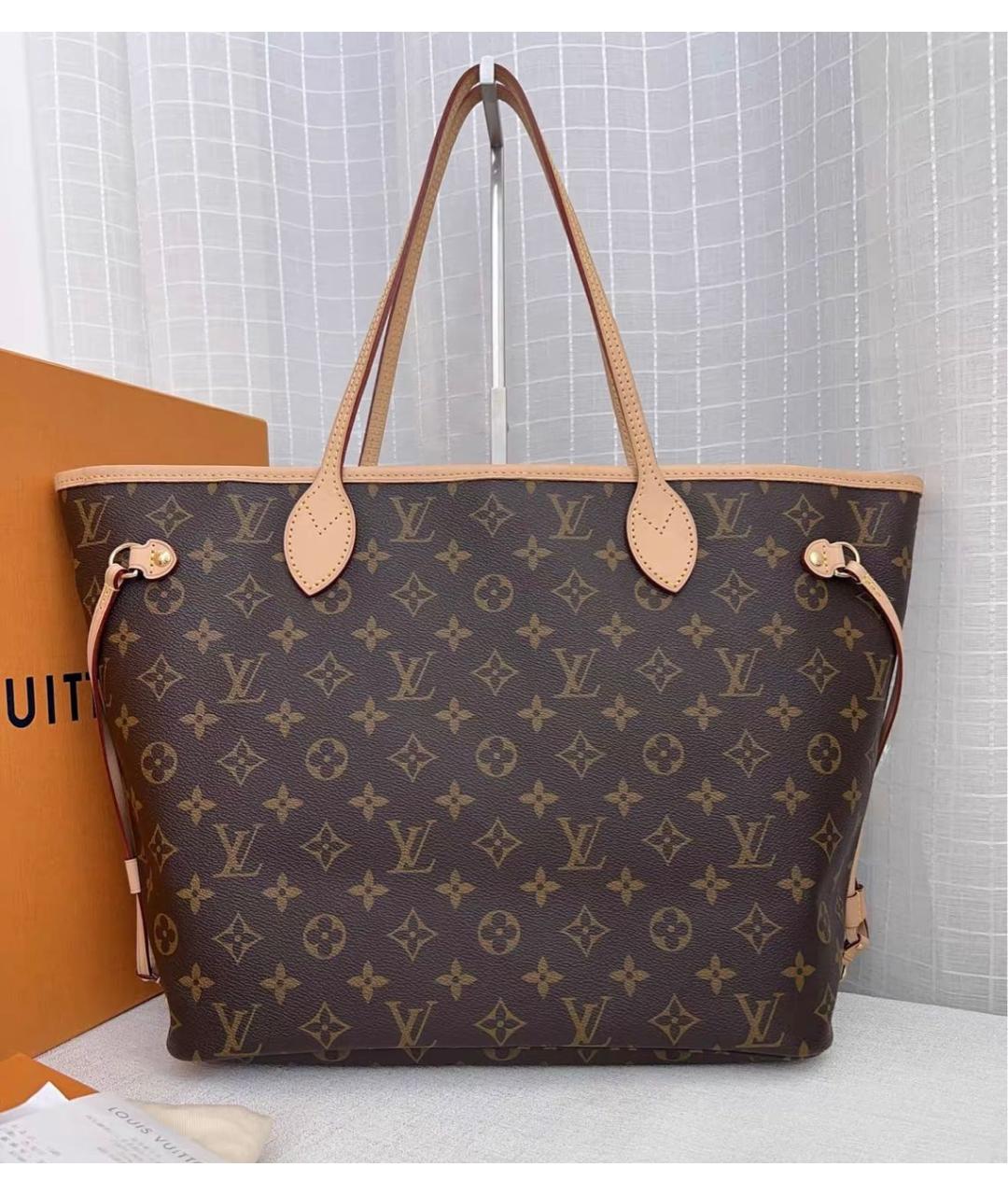 LOUIS VUITTON Коричневая кожаная сумка тоут, фото 9