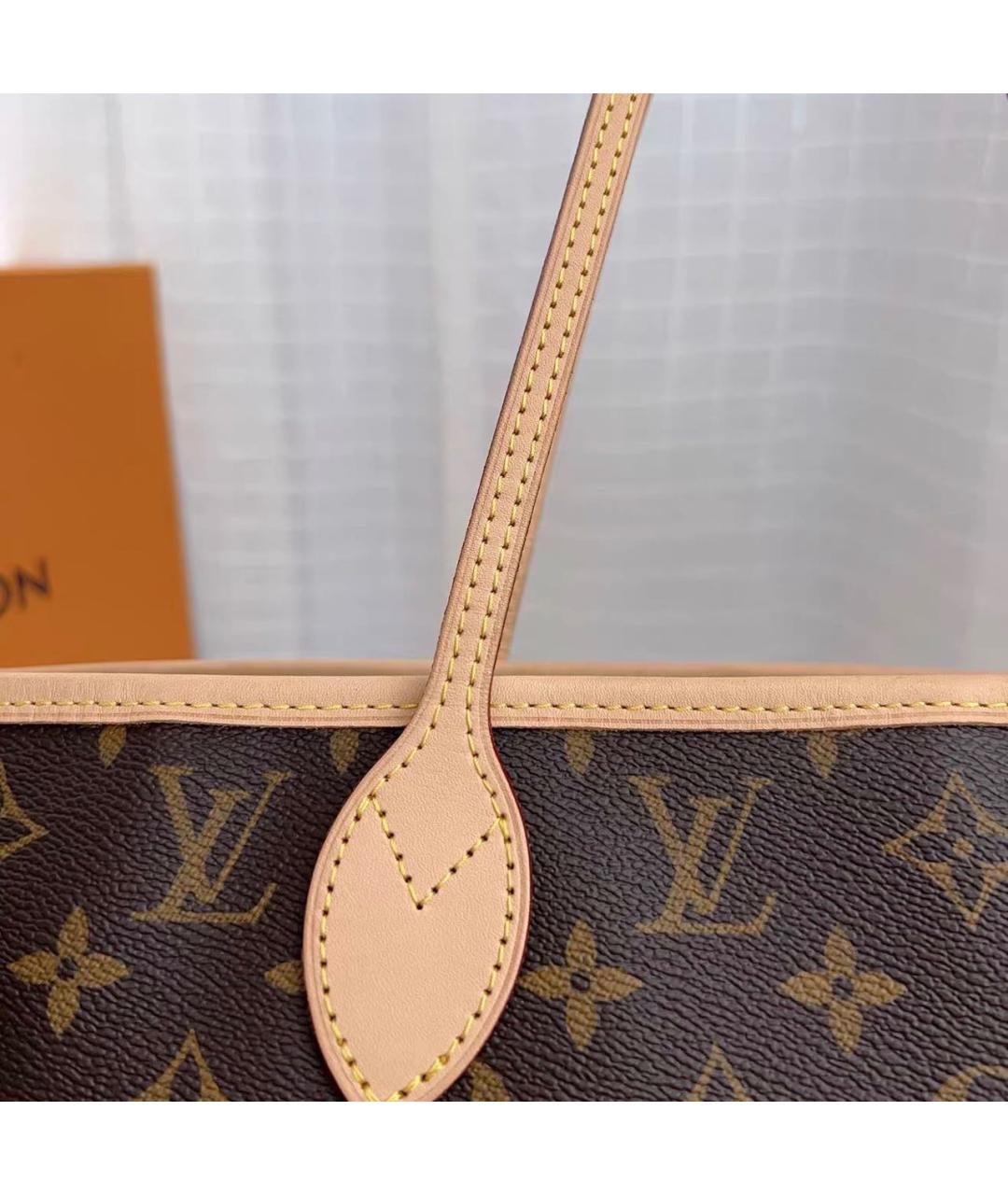 LOUIS VUITTON Коричневая кожаная сумка тоут, фото 8