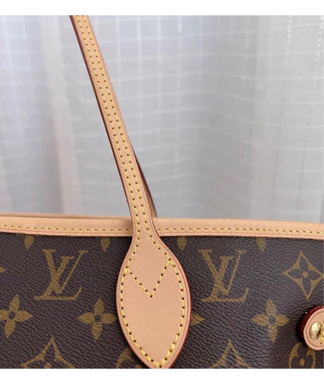 LOUIS VUITTON Коричневая кожаная сумка тоут, фото 7