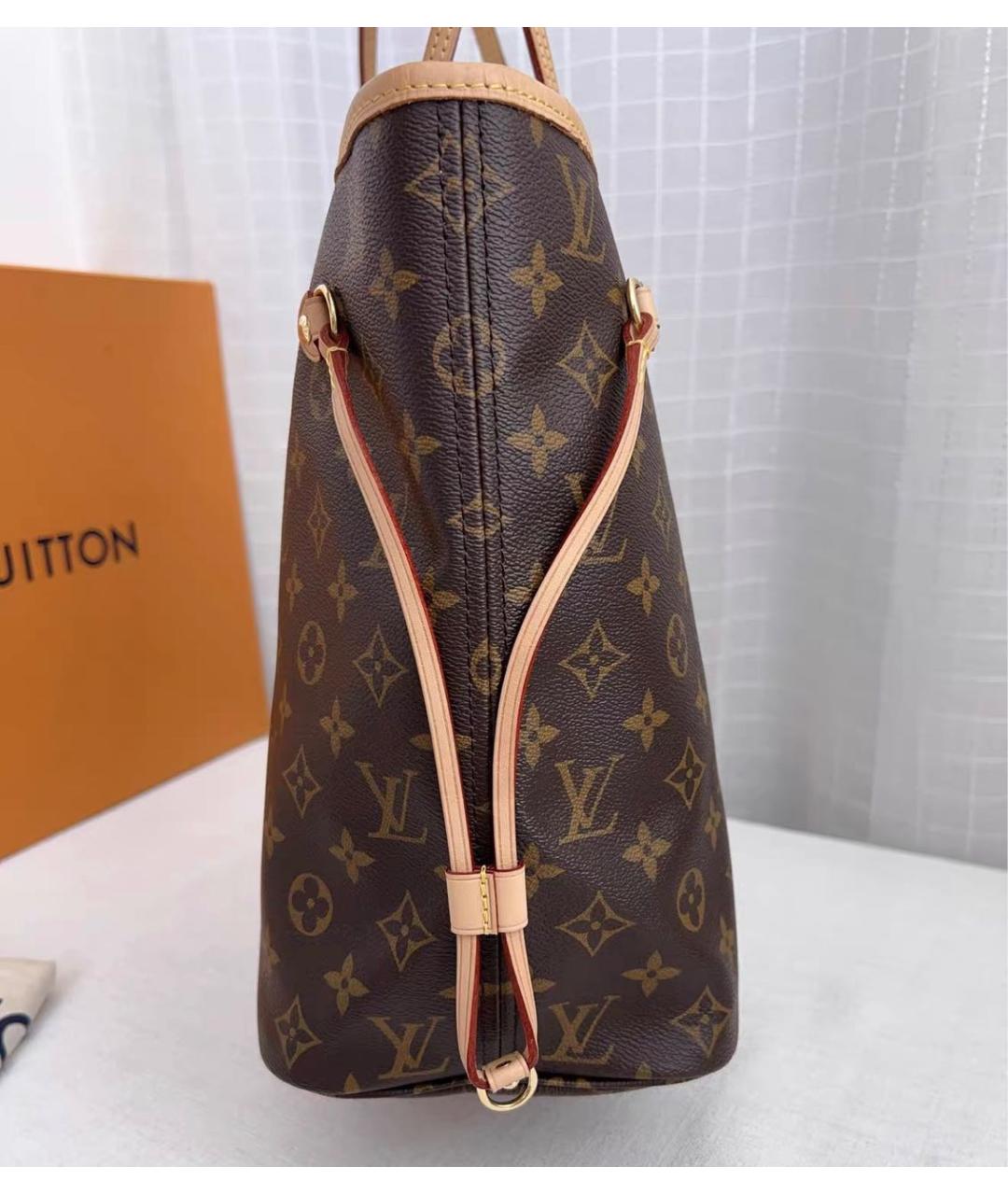 LOUIS VUITTON Коричневая кожаная сумка тоут, фото 4