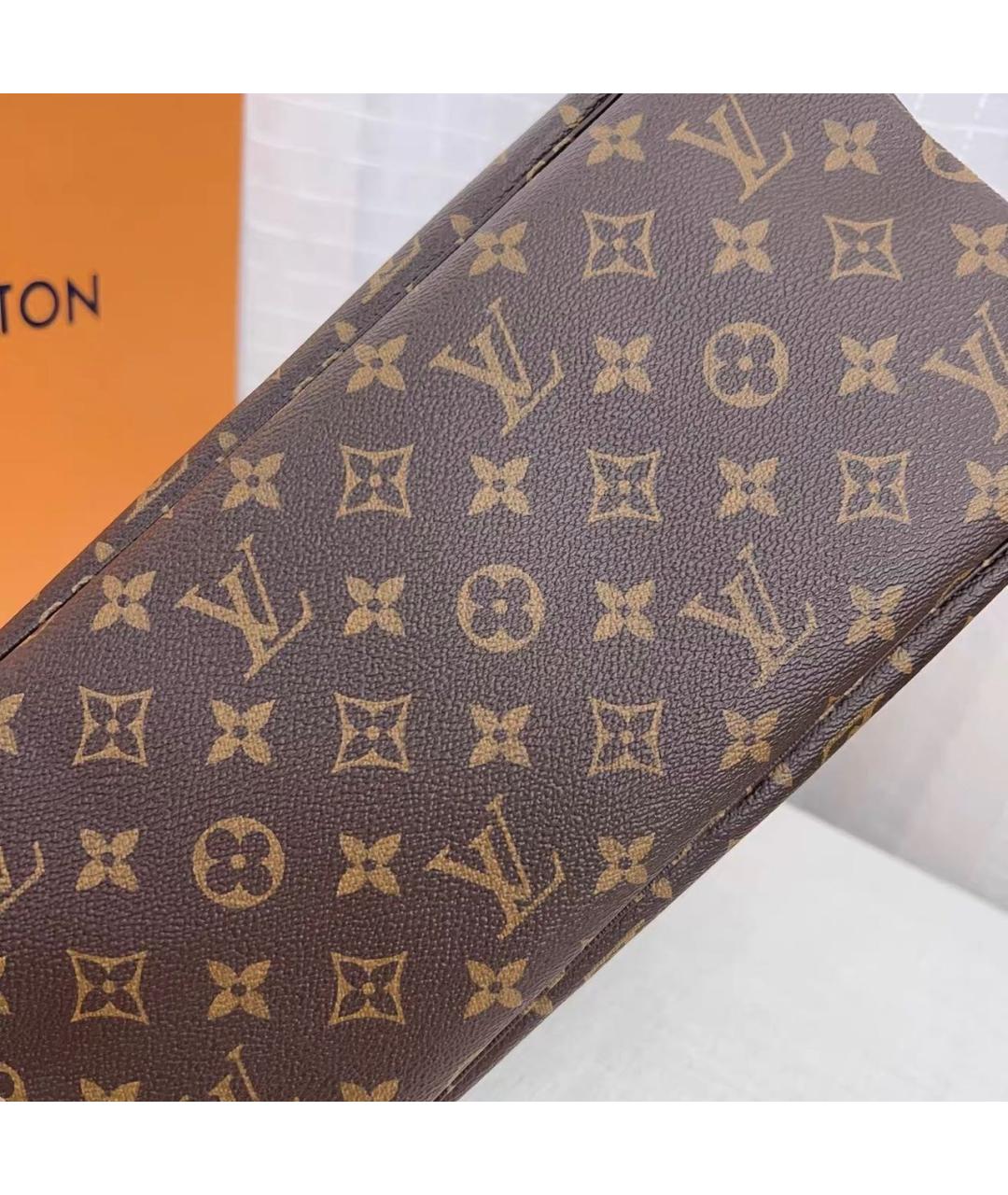 LOUIS VUITTON Коричневая кожаная сумка тоут, фото 5
