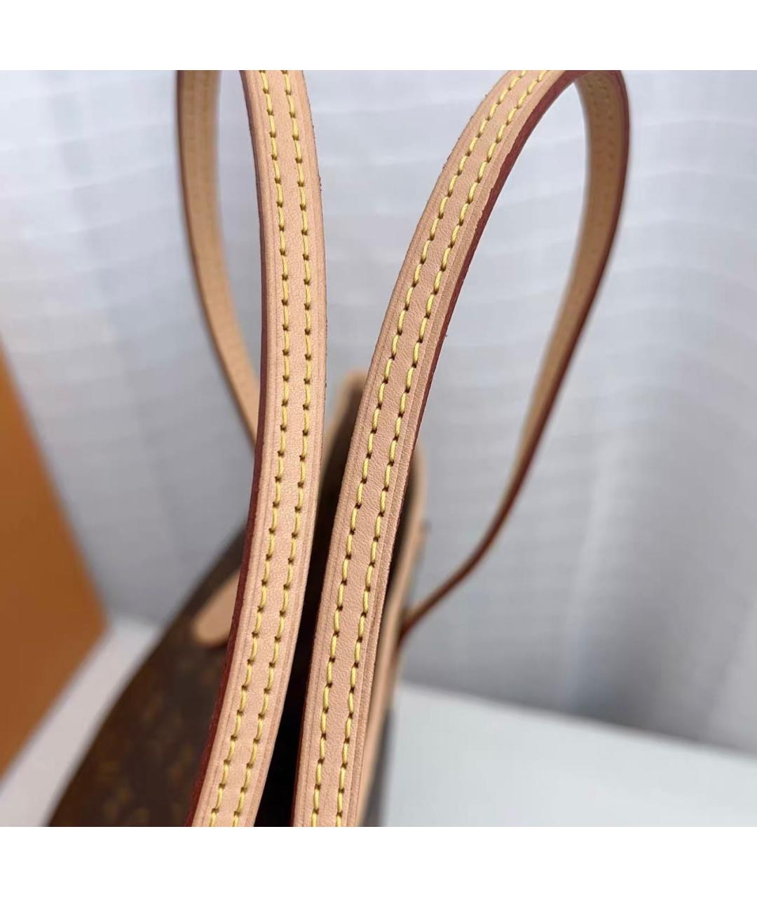 LOUIS VUITTON Коричневая кожаная сумка тоут, фото 6