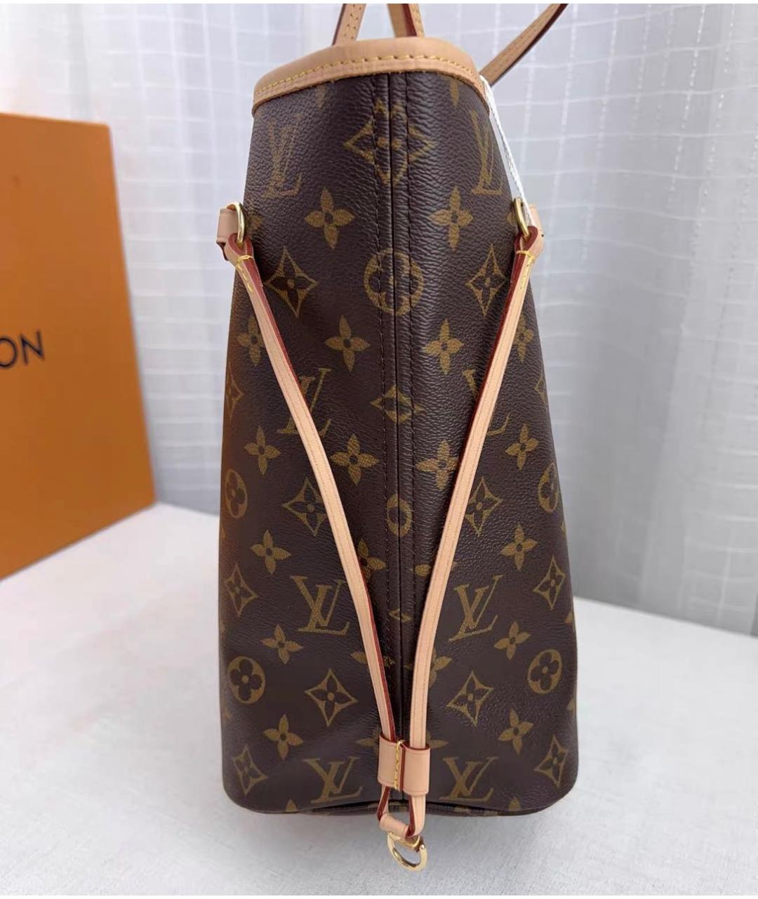 LOUIS VUITTON Коричневая кожаная сумка тоут, фото 3