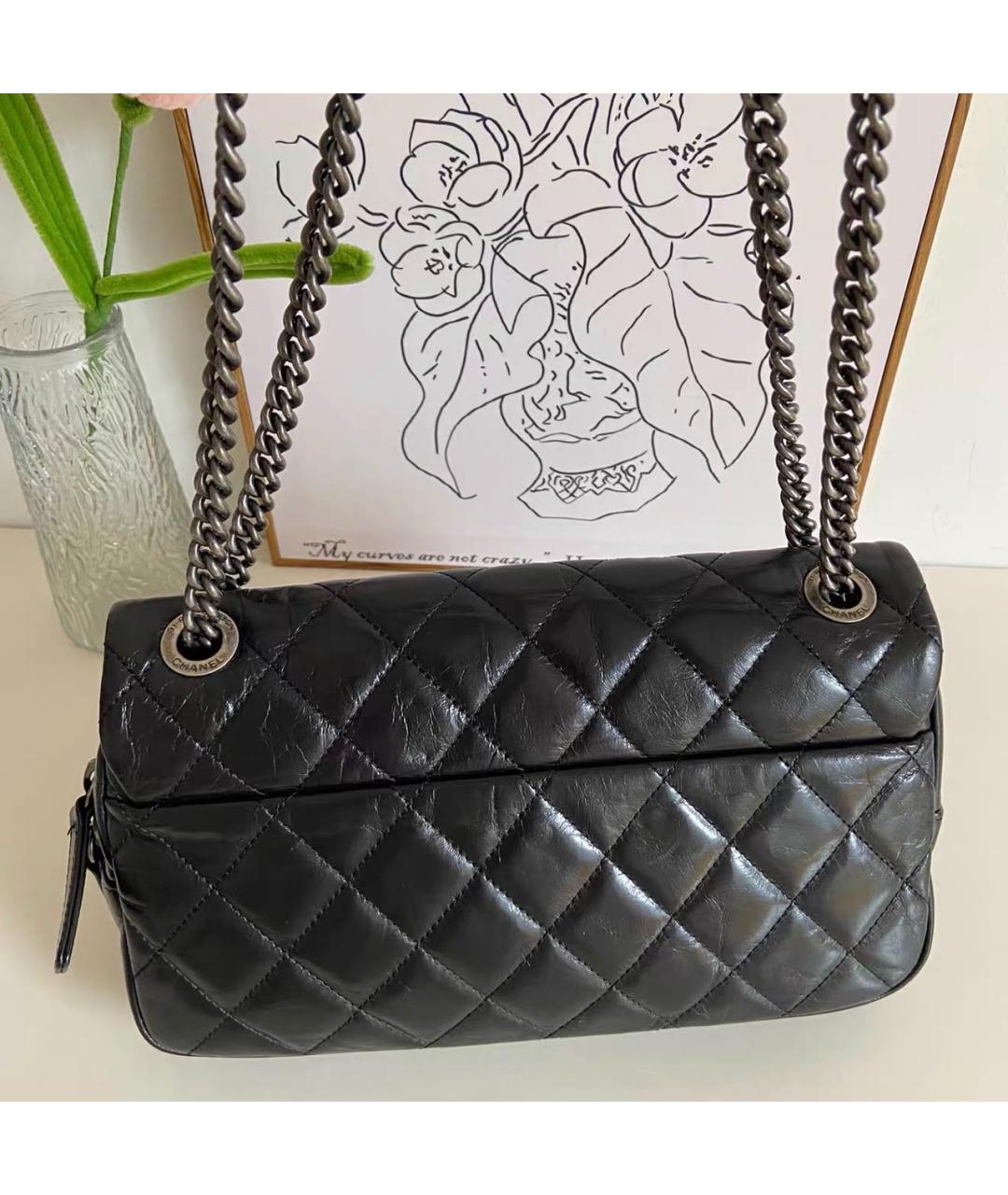 CHANEL Черная кожаная сумка через плечо, фото 4