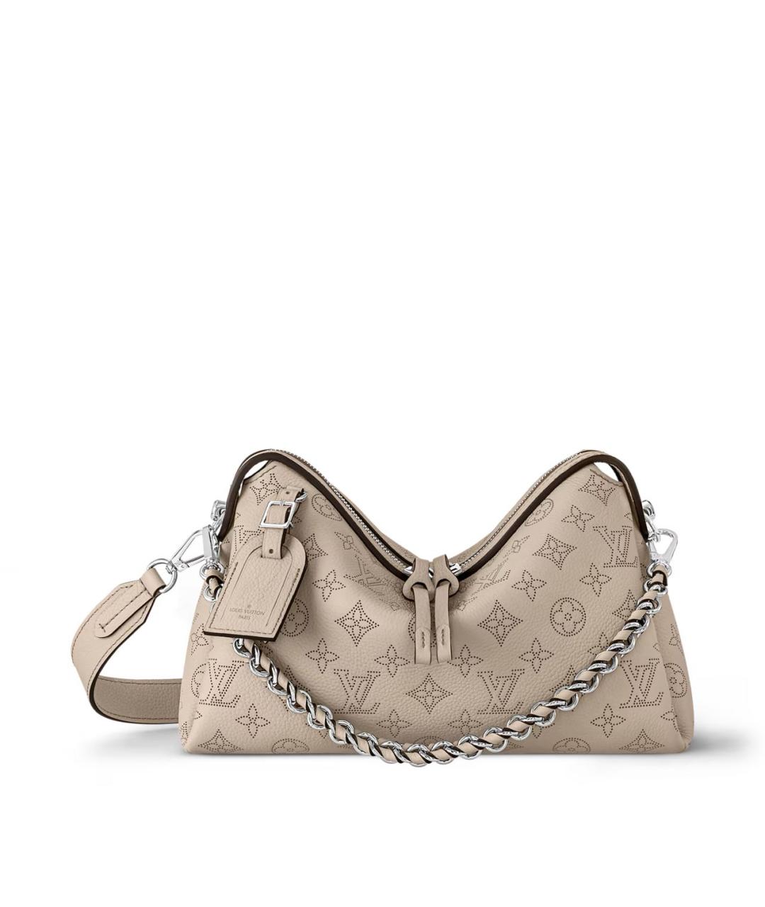 LOUIS VUITTON Бежевая кожаная сумка через плечо, фото 6