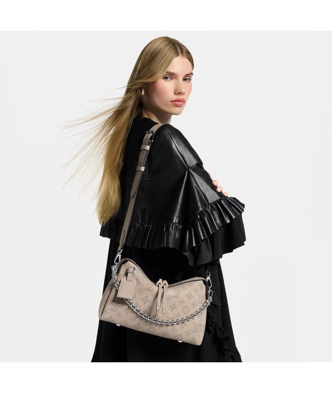 LOUIS VUITTON Бежевая кожаная сумка через плечо, фото 5