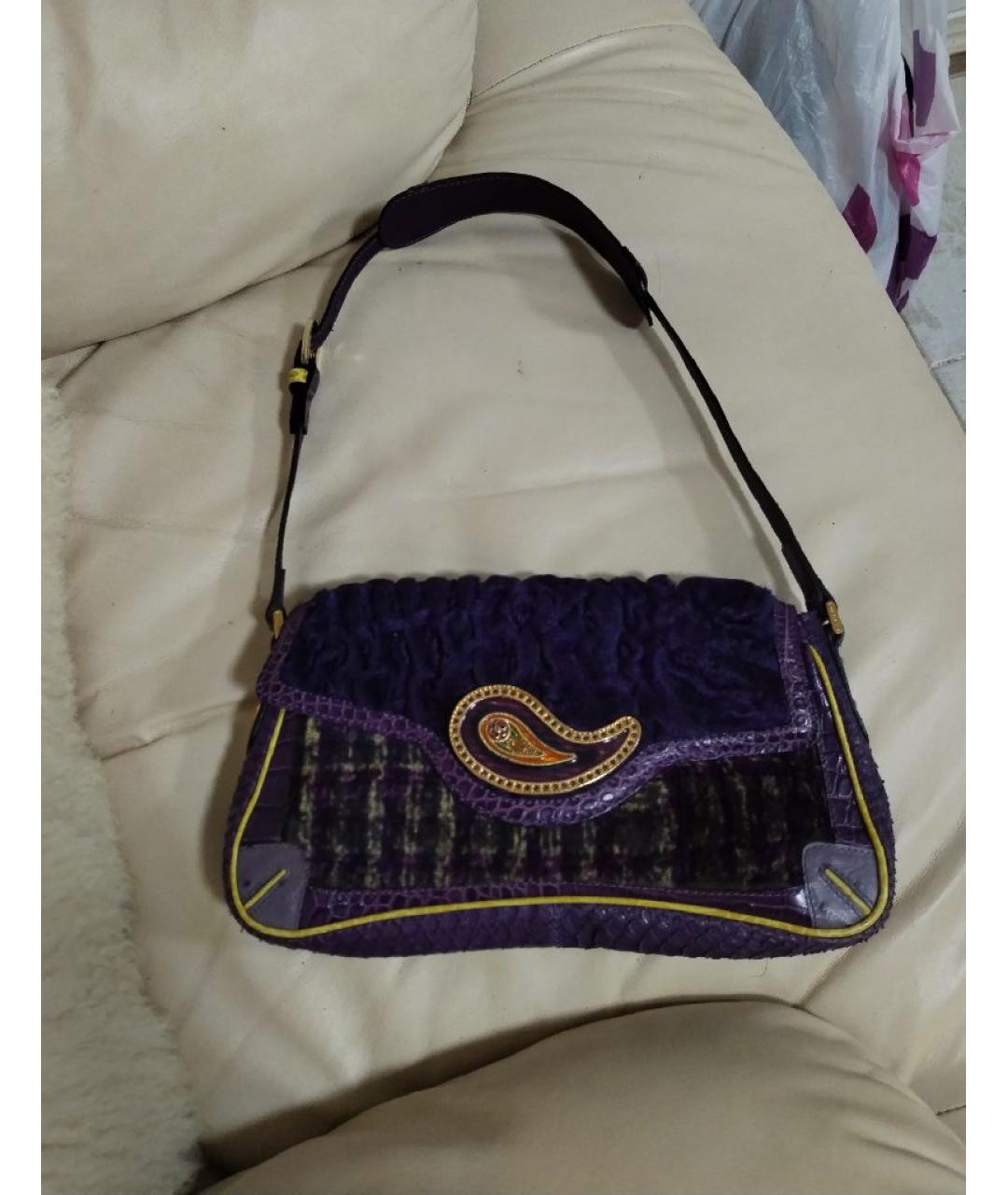ETRO Фиолетовая сумка через плечо из кожи страуса, фото 8